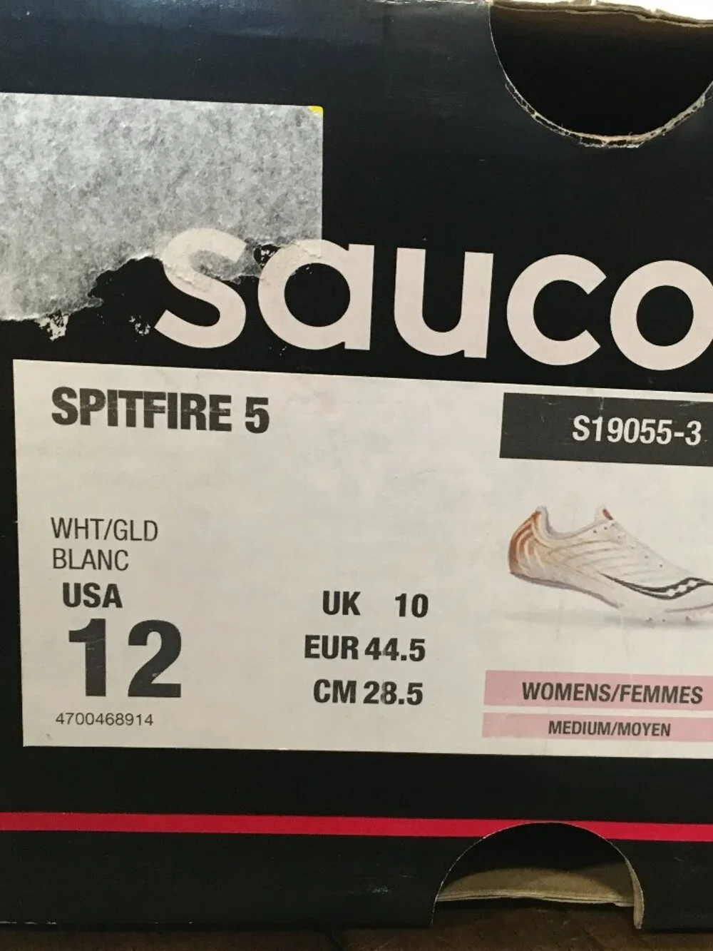 NEW Saucony Spitfire 5 - White with Gold Sz 12 Womens